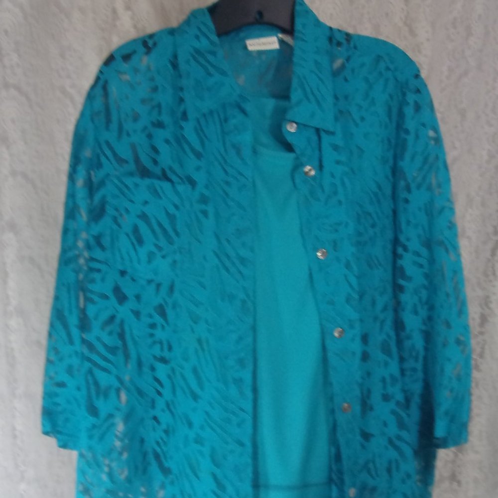 White Stag Blue Green Jacket Burnout Design & Camisole Size XL (16/18)